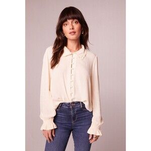 NWT Band Of The Free Denise Cream Ruffle Top Size M Victorian Classic Blouse